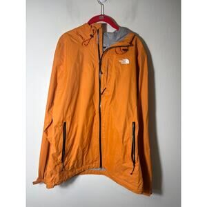 Men's The North Face Orange Long Sleeve Hooded Rain Jacket Sz L